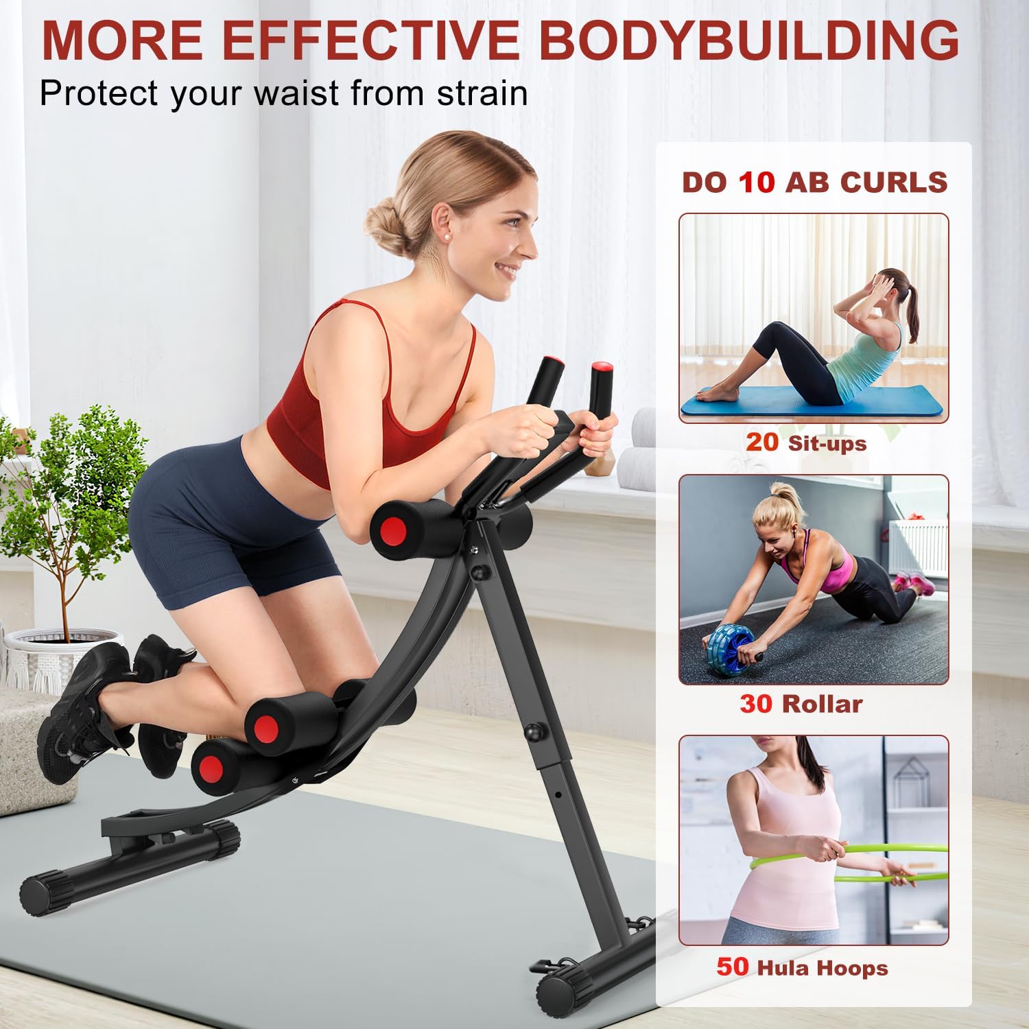Ab Workout Equipment, Adjustable Ab Machine Full Body Workout for Home Gym, Efficien Curve Track Training Exercise Equipment for Body Shaping