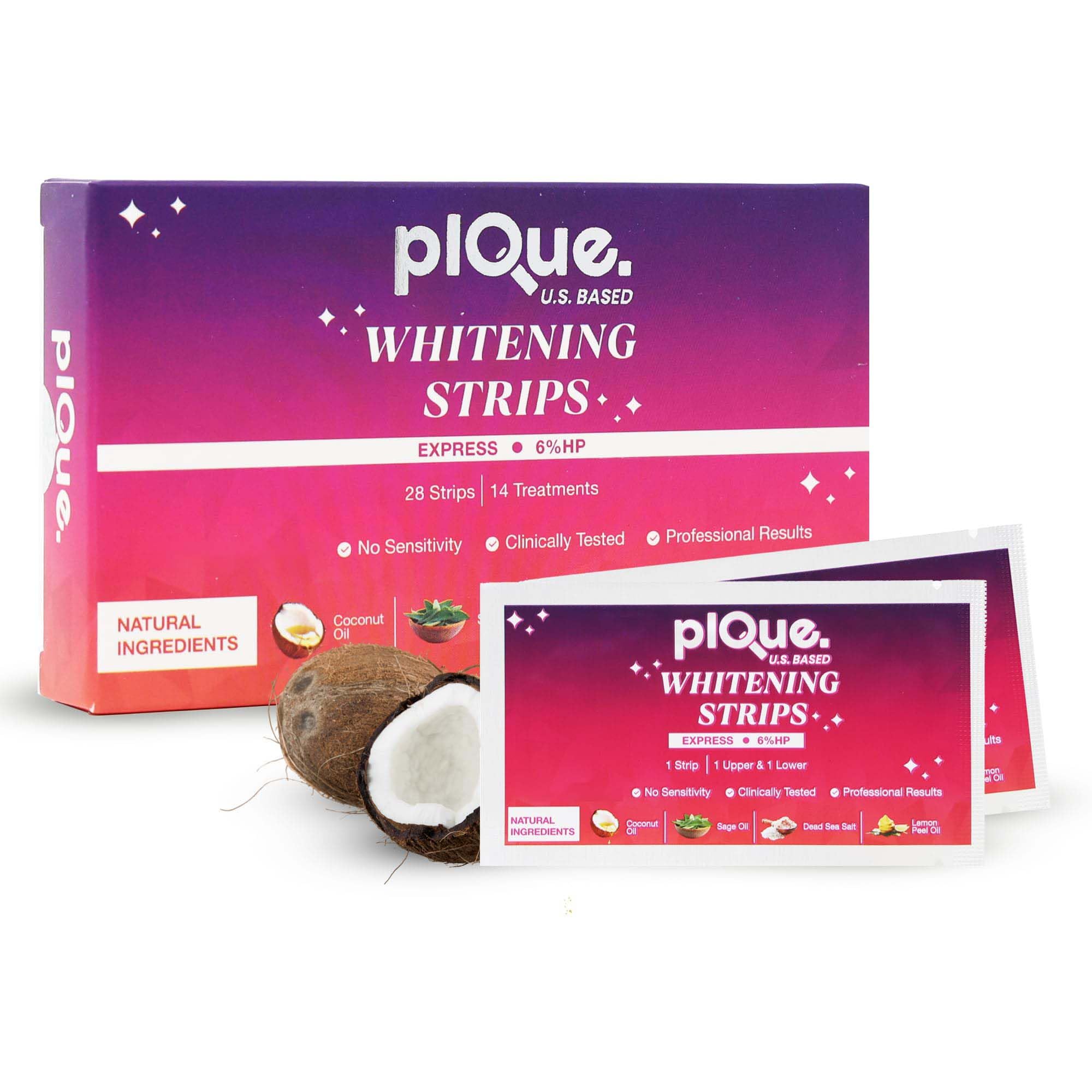 Teeth Whitening Strips 14 Treatments - Fast Acting 6 Hydrogen Peroxide Formula Natural Ingredients Deep Stain Removal -