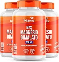 Max Magnésio Dimalato, 350mg de magnésio elementar por dose, Bigens 180 cápsulas (Kit 3)