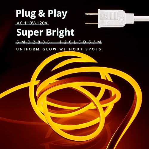 Miniatura 2 de Luces LED de neón, 33 pies, impermeables, tira de luces de neón de 110 V para exteriores, silicona flexible, tira de luz de neón conectable, tira de