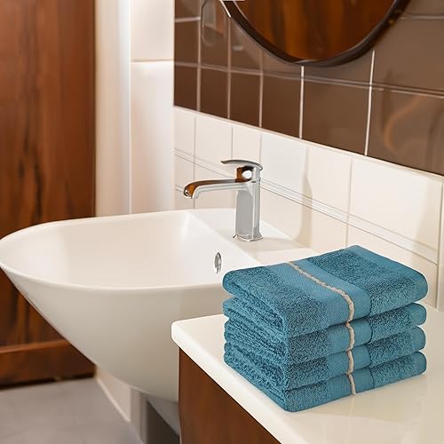 Miniatura 6 de SERISIMPLE Juego de 4 paños de viscosa de bambú de alta calidad, 13 x 13 pulgadas, suaves y absorbentes, duraderos y cómodos, adecuados para cuerpo