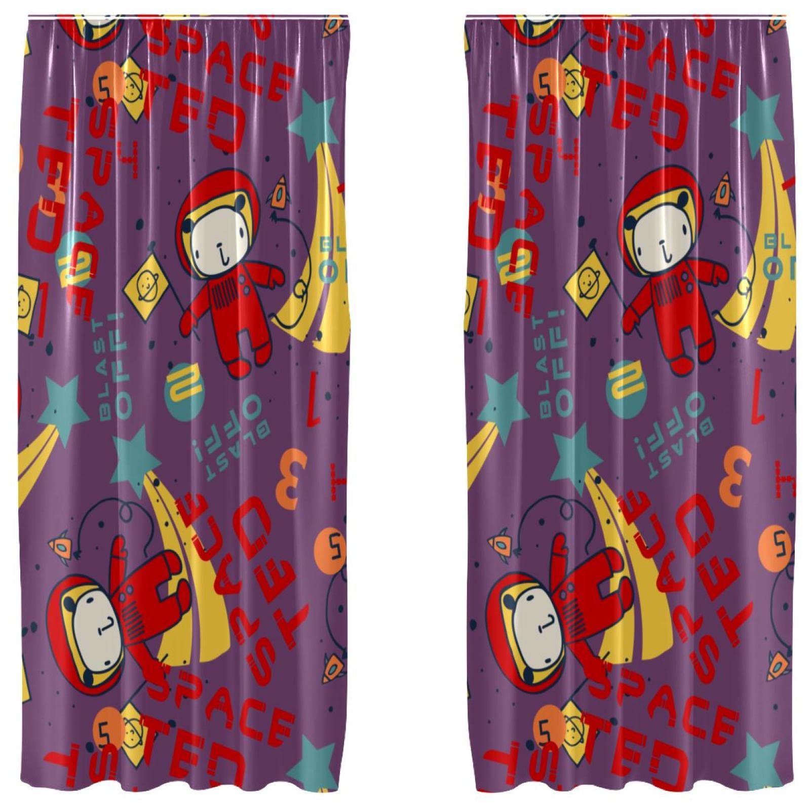 Cortinas infantiles del espacio en 2 paneles de 55x84 pulgadas para sala de estar