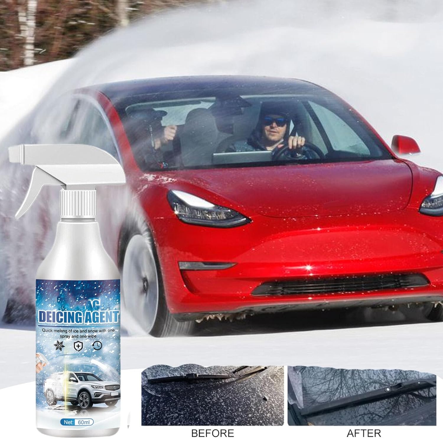 Deicer Spray for Car Windshield, Deicer Spray, Auto Windshield Deicing Spray, De-Icer Spray, Ice Remover Melting Spray Multi-Purpose Melters Winter Car for Fast Removing Snow, Ice and Frost (3PCS)