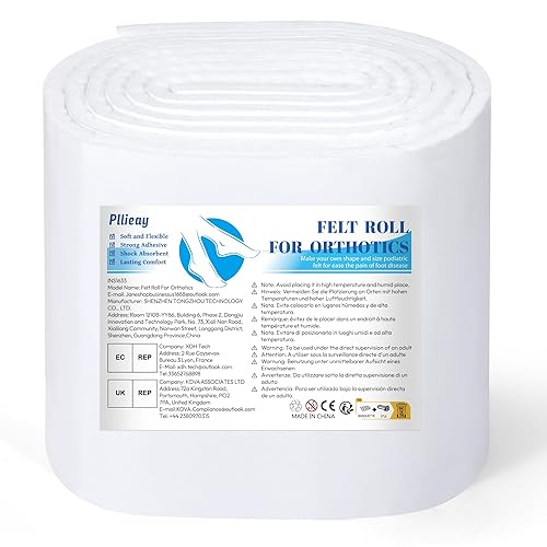 Miniatura 8 de Pllieay Rollo de fieltro adhesivo de grado premium rollo de fieltro ortopédico de 14 x 6 x 25 yardas Mezcla de rayón de lana de calidad para