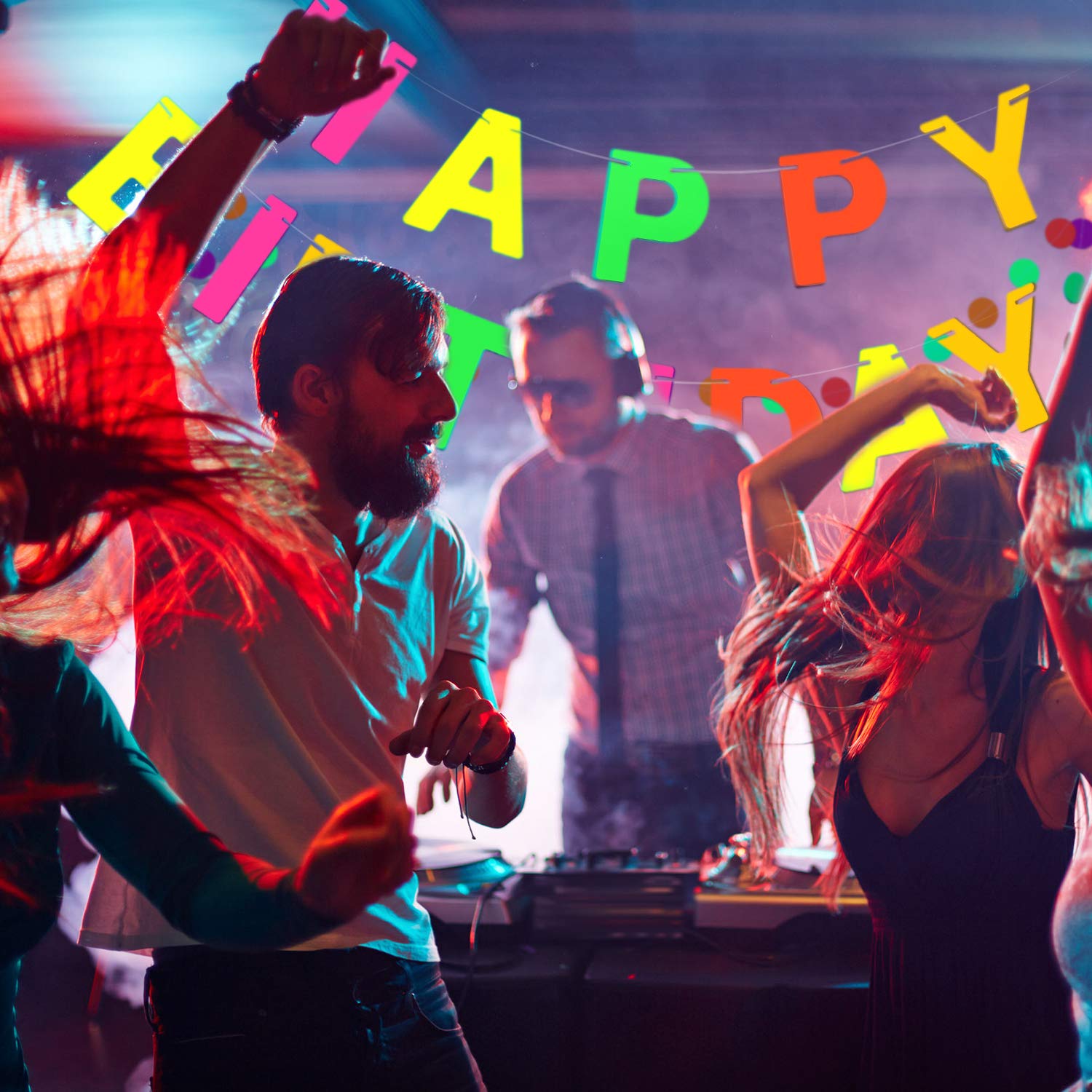 Buy Neon Happy Birthday Banner, Glow in the Dark Birthday Banner