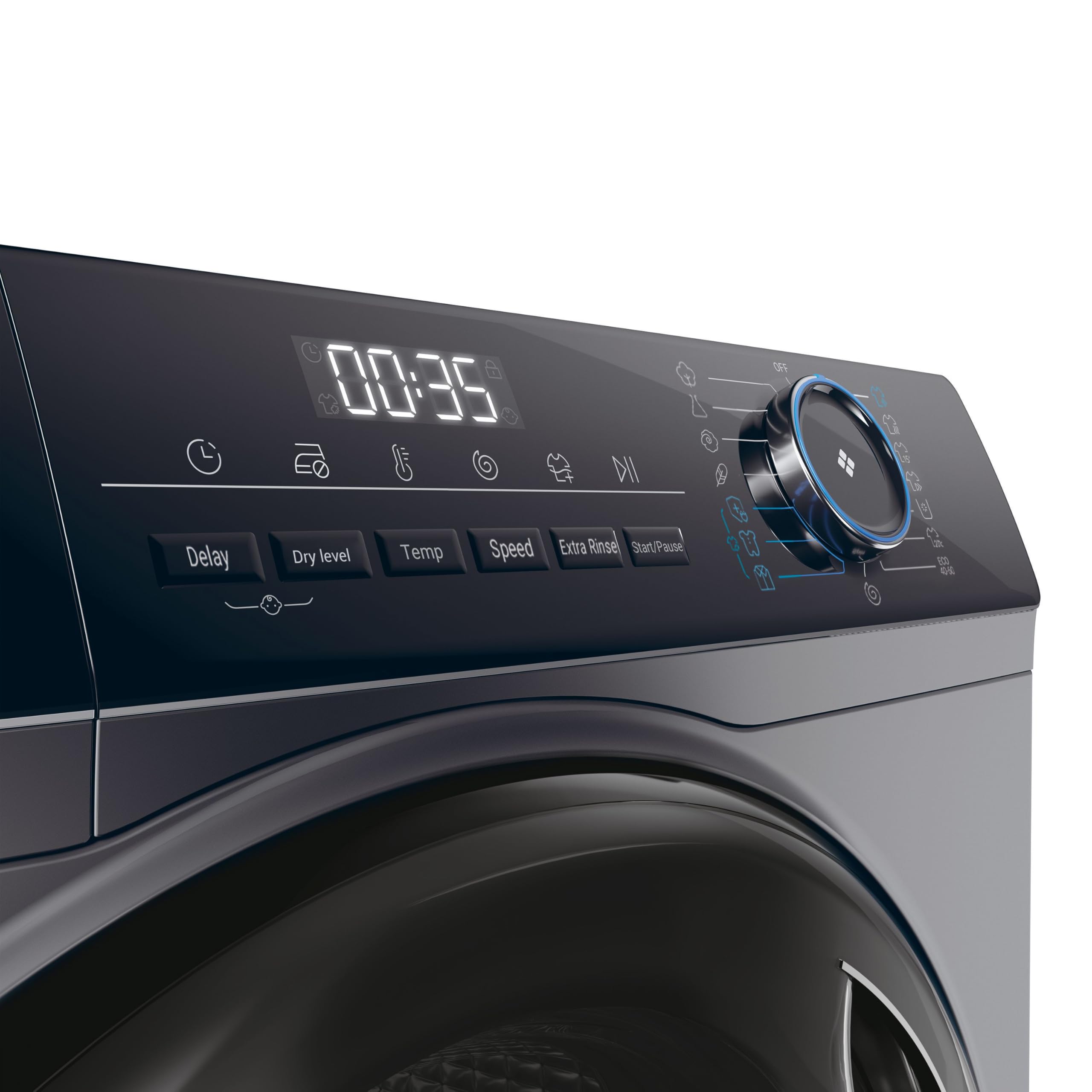 Haier I-Pro Serie 3, Wäschetrockner 8 + 5 kg, freistehend, Klasse A, 1400 Umdrehungen, Dampf, Gewichtssensoren, programmierbarer Start, HxBxT 85 x 60 x 62 cm, Anthrazit - HWD80-B14939S8-S | Dampf, AI Weight Sense, Startvorwahl, freistehend, HxBxT 85 x 60