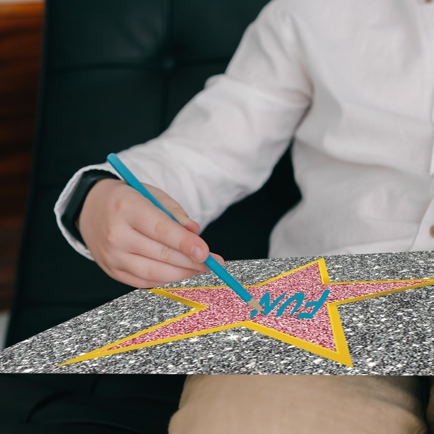 Starboling 25Pcs Movie Star Sticker Decorations,Star Movie Theme Party Decorations,Red Carpet Oscar Party Decorations,Hollywood Party Decorations（Silver ）, 11'' - Image 3