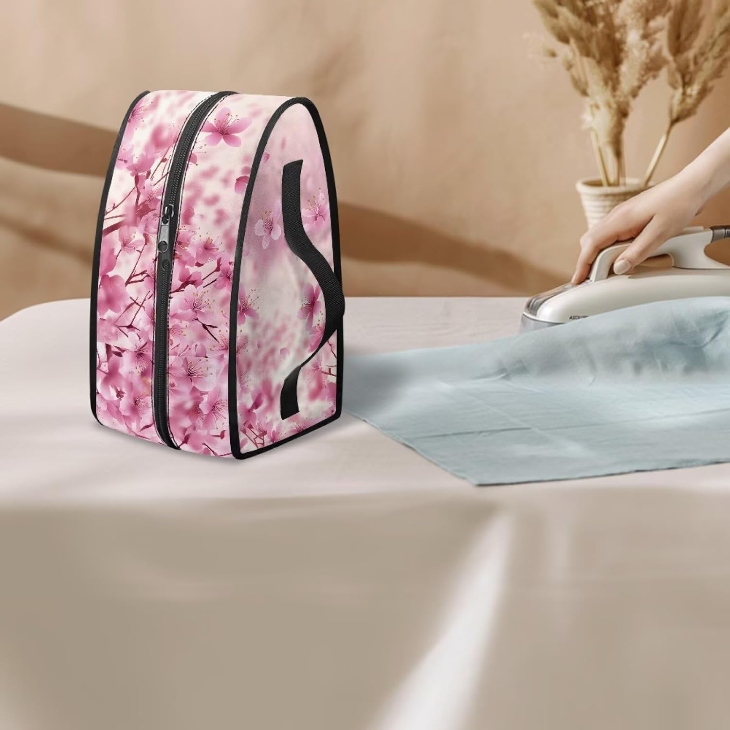 Rchsmod Butterfly Cherry Blossom Print Steam Iron Case Lightweight Travel Steamer Carrying Case Iron Storage Bag Iron Accessories, Case Only