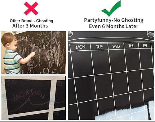 Miniatura 2 de Party Funny Calendario de pared de pizarra de tiza gigante laminada negra de borrado en seco, 38 x 50 pulgadas, tablero de anuncios semanal mensual