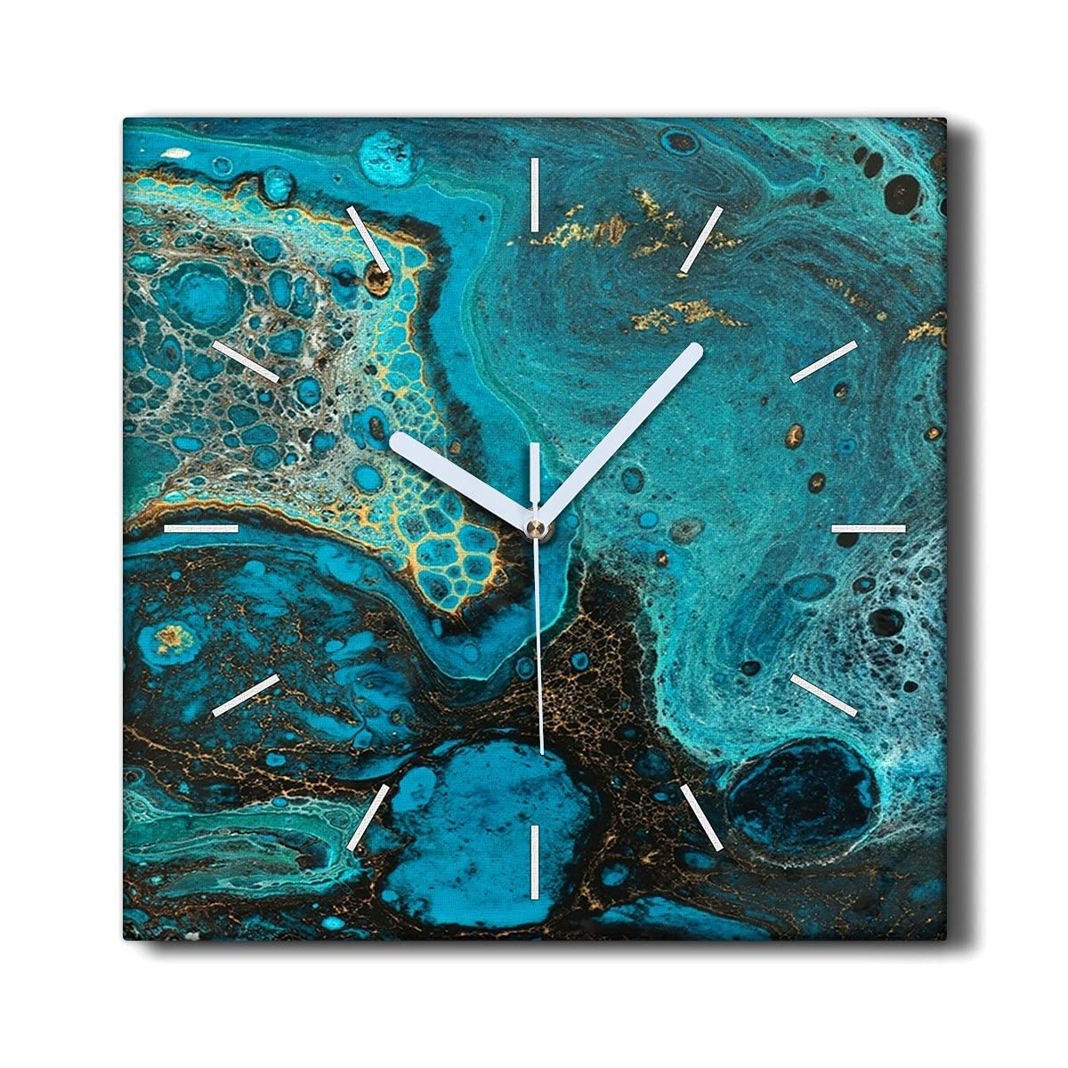 Horloge sur Toile Coloray 30x30 cm Abstraction Liquide pour Salon