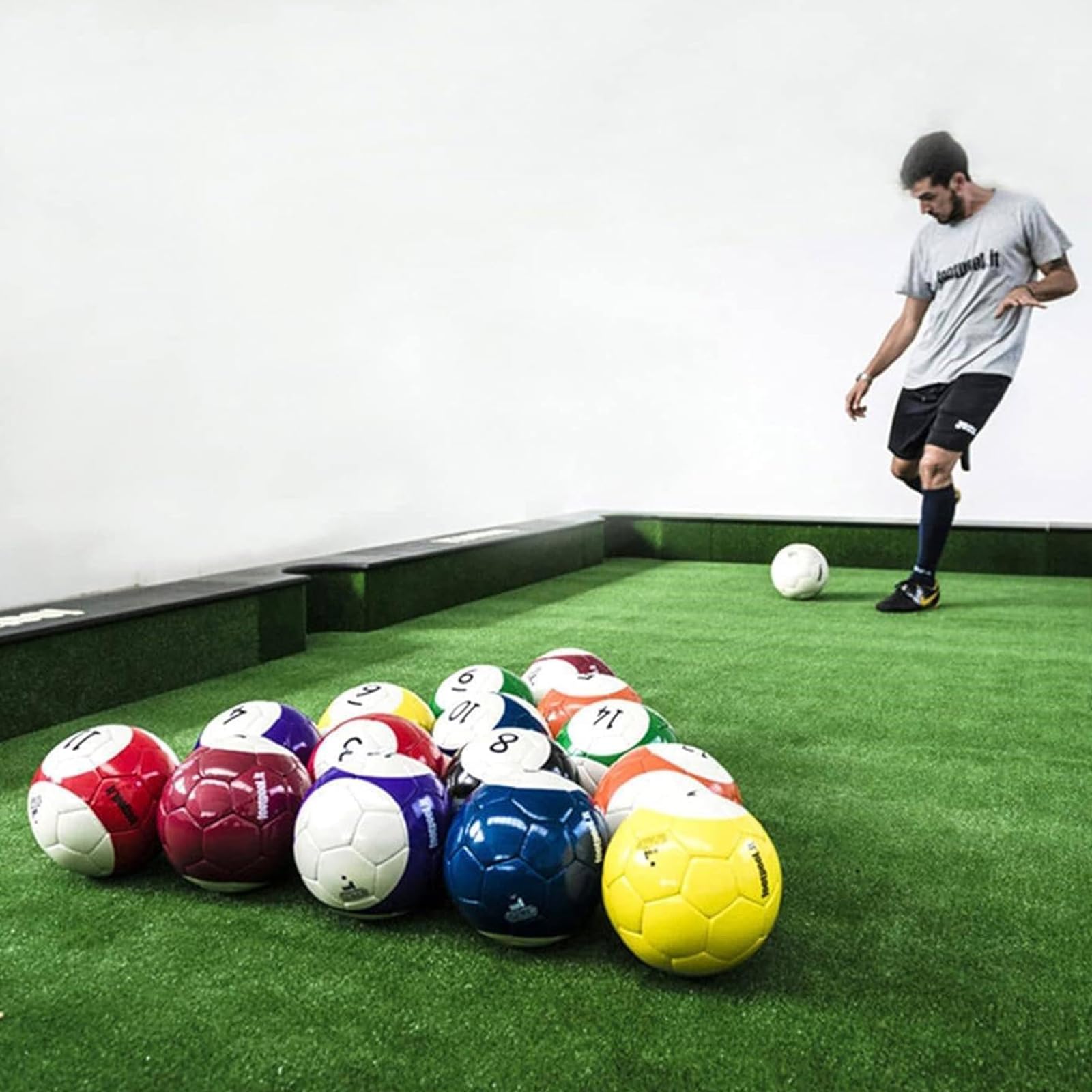 Set di 16 palline da biliardo, in pelle PU, gonfiabili, per giochi giganti da giardino, feste all'aperto, prato e pub