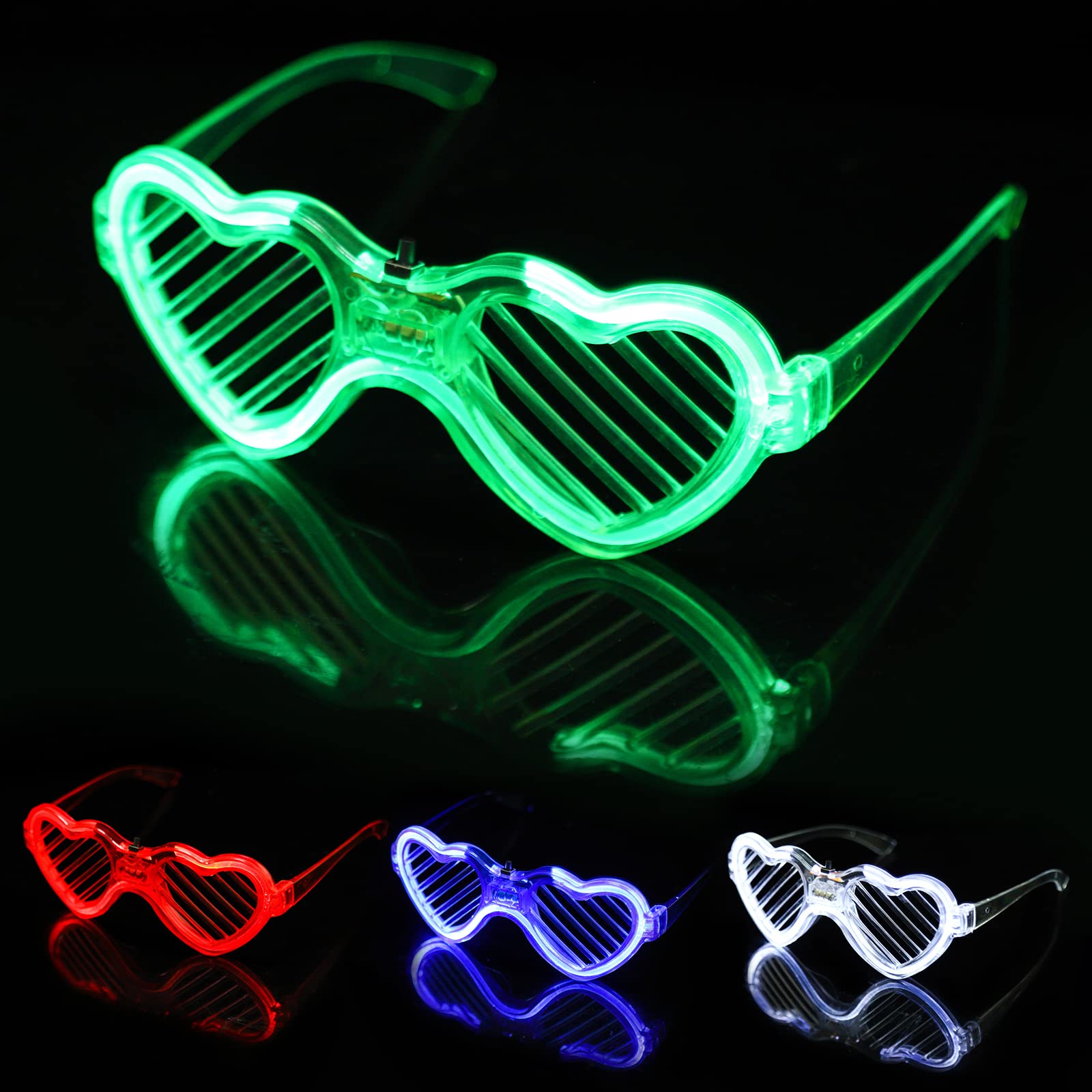 GLAITC 4 Pcs Light Up Led Glasses El Wire Glasses，Flashing Led Sunglasses Party Glasses For Disco Party,Cosplay,Halloween,Concert Live, Fancy Dress