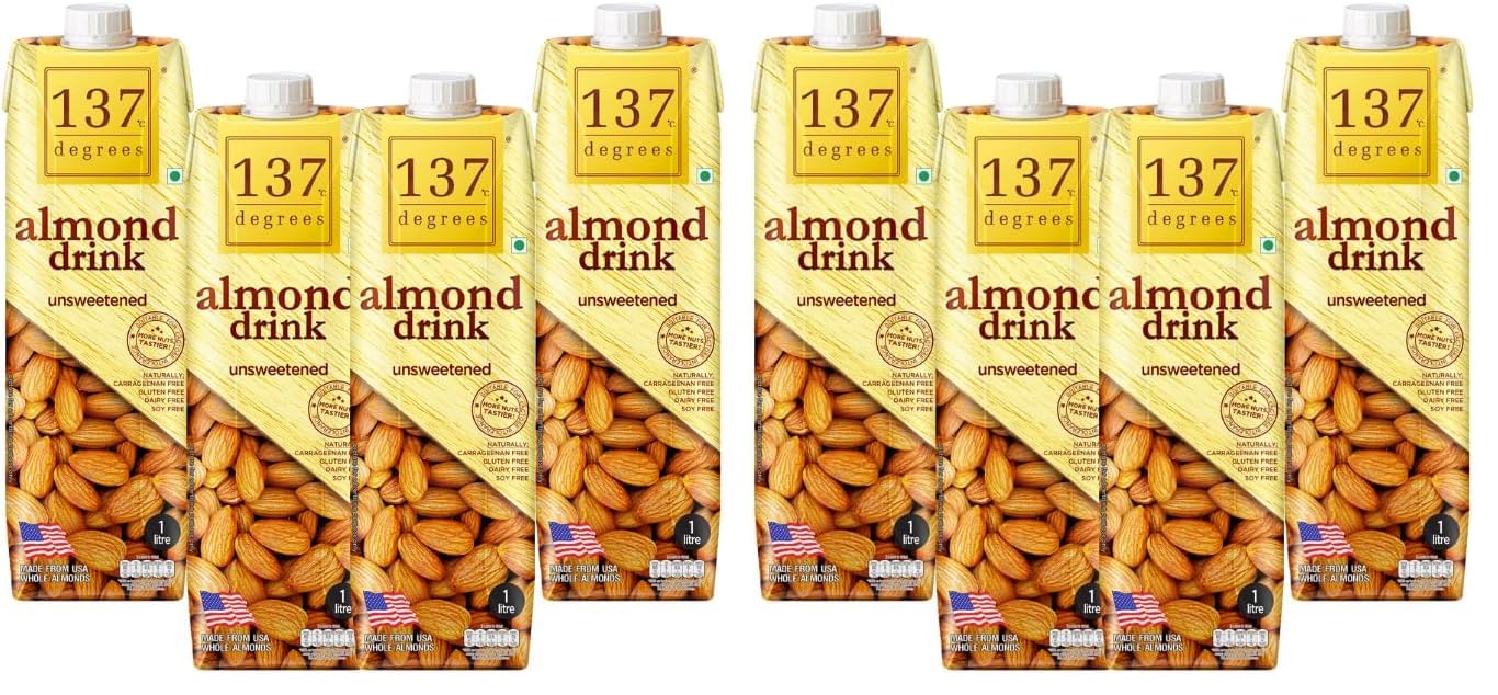 137 Degrees Almond Drink Unsweetened | Lactose Free | Gluten Free | No Preservatives | Zero Cholesterol | Dairy Free| Source of Calcium & Vitamins - PACK OF 8 (1L Each)-image-17