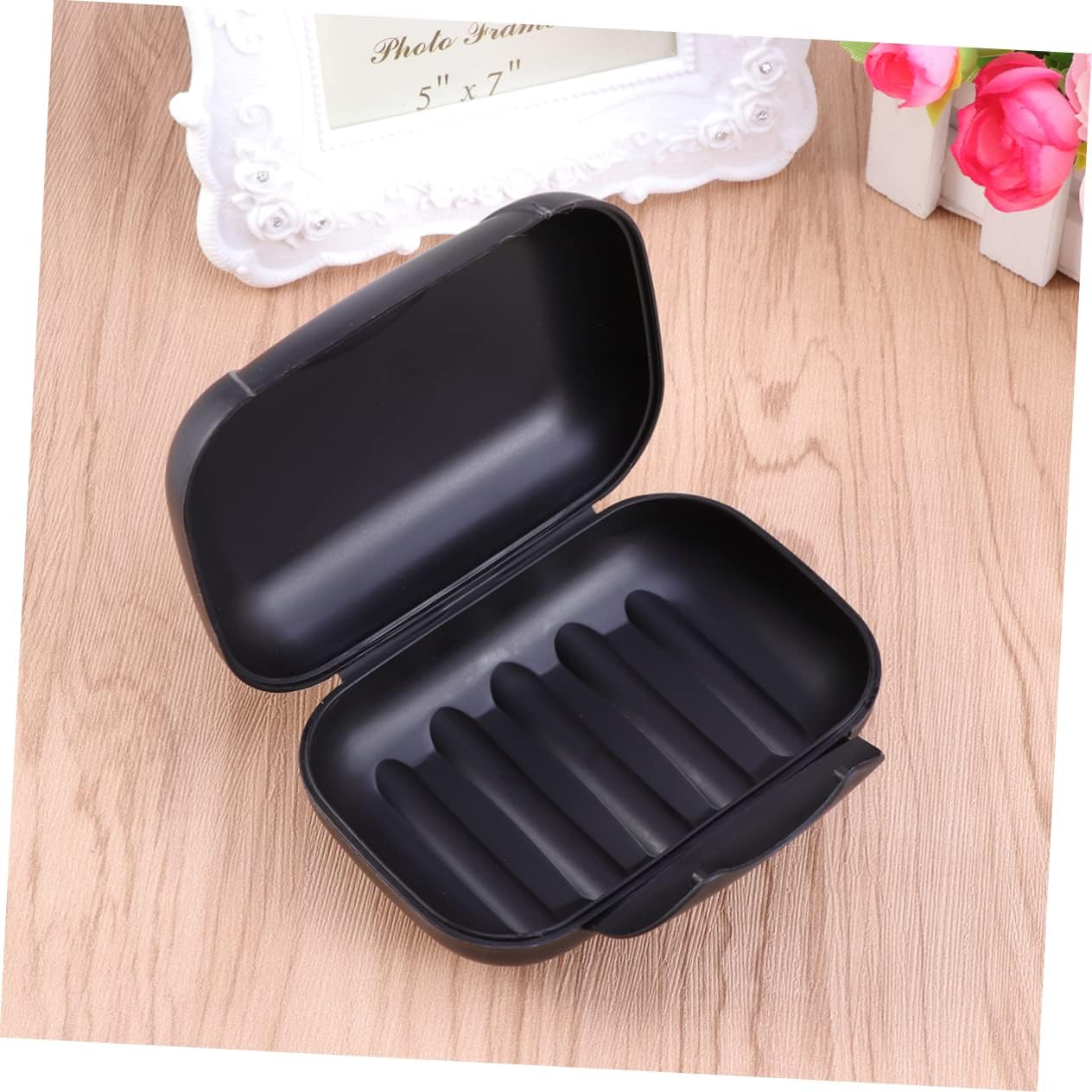 GLEAVI Creative Portable Soap Dish Box Leakproof Soap Case for Travel Hiking Camping Soap Holder Black Compact Lightweight Design