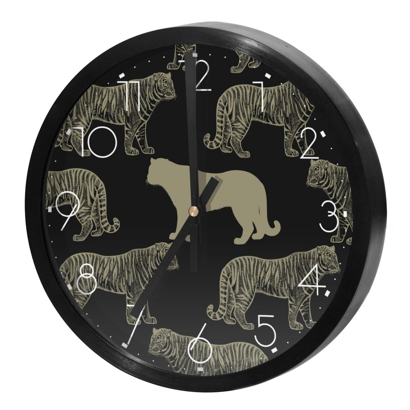 Horloge silencieuse à quartz tigre sauvage pour une décoration murale de bureau