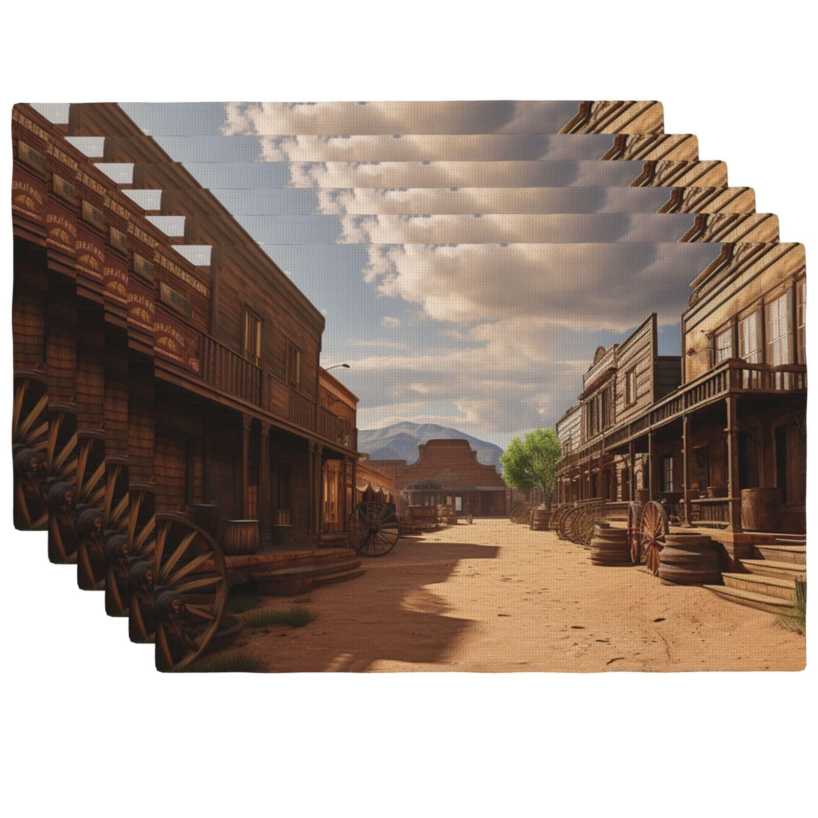 Set de table Old Wild West design cowboy lavable et pliable pour salle à manger