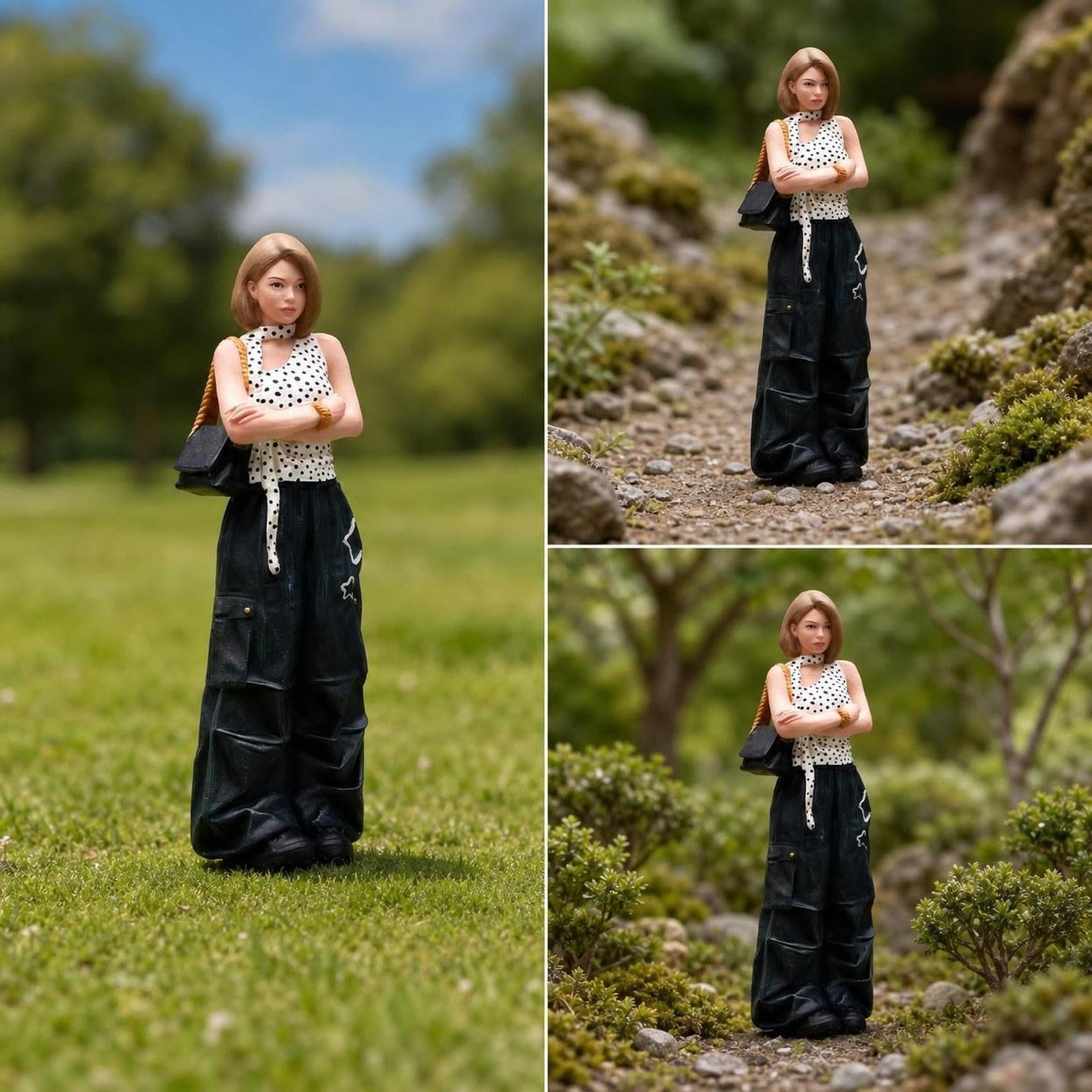 Oshhni 1:18 Mädchenfigur, handbemalt, aus Kunstharz, für Fotografie, DIY-Szenendekoration, Requisiten, Schreibtischdekoration, Diorama