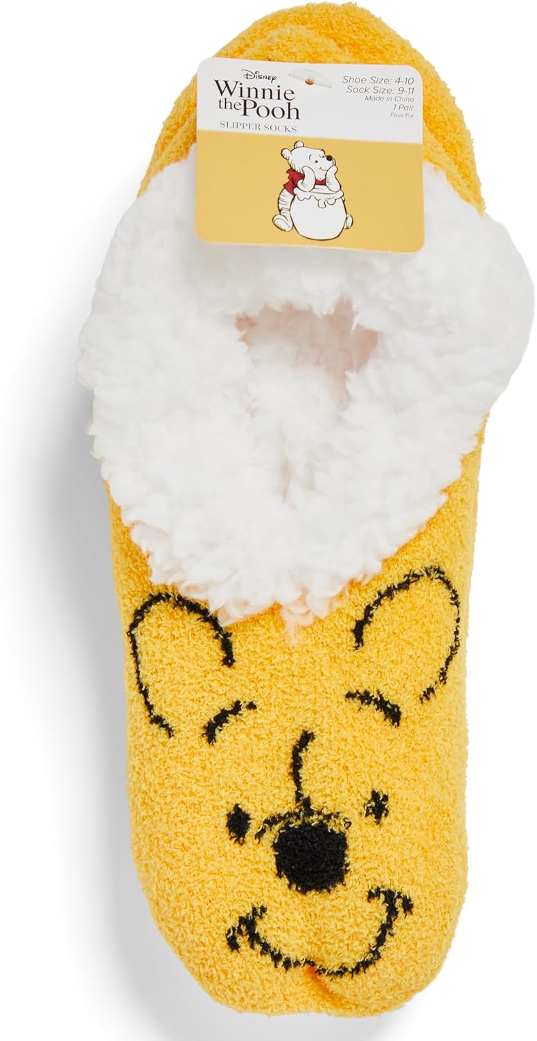 Winnie the Pooh womens Disney Single Teddy Fur Slipper Socks - Image 2