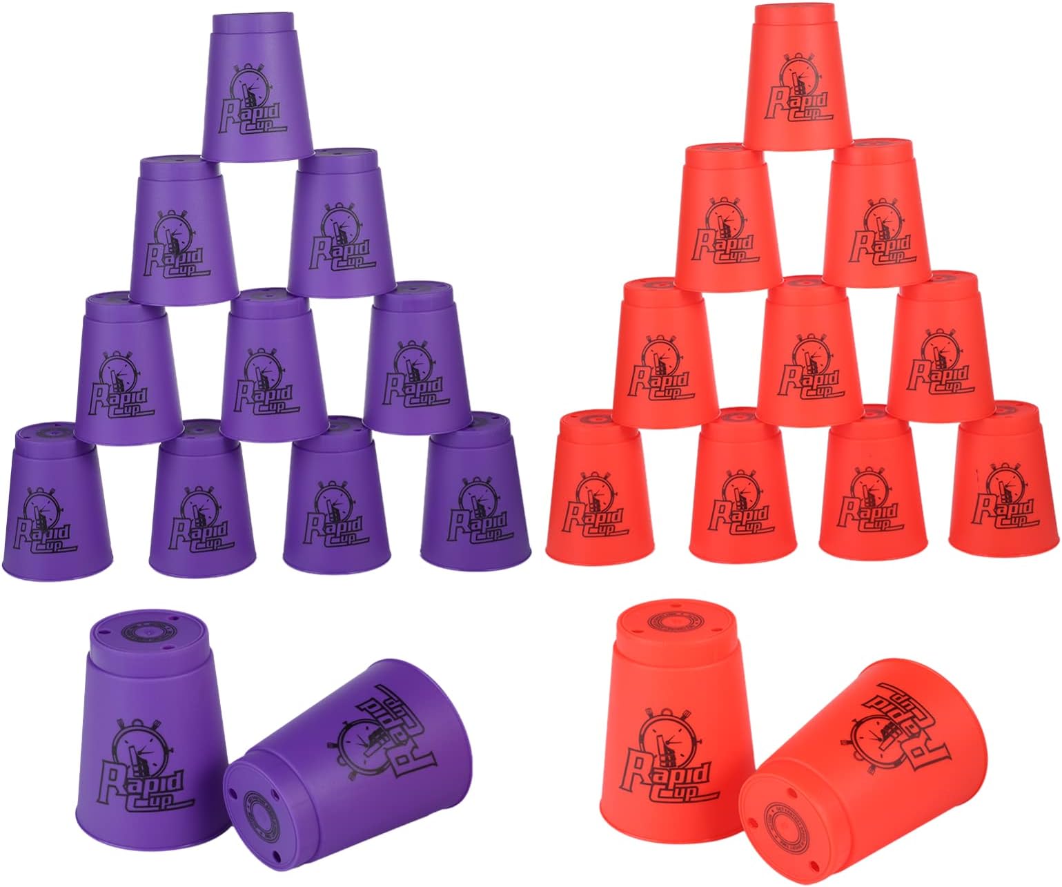 Grehge 24 x Quick Sport Stacking Cups (Orange & Purple) - Stacking Game for Training, Speed Challenging, Funny Party Game (Ages 6+)