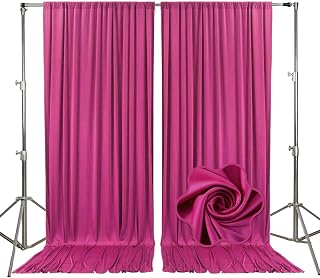 2 Panels Fuchsia Backdrop Curtain, 10 x 10 Feet Background Curtains for Parties, Weddings, Baby Showers, Bachelorette Halloween, Christmas Birthday Party Photoshoot Backdrop Curtains Decorations
