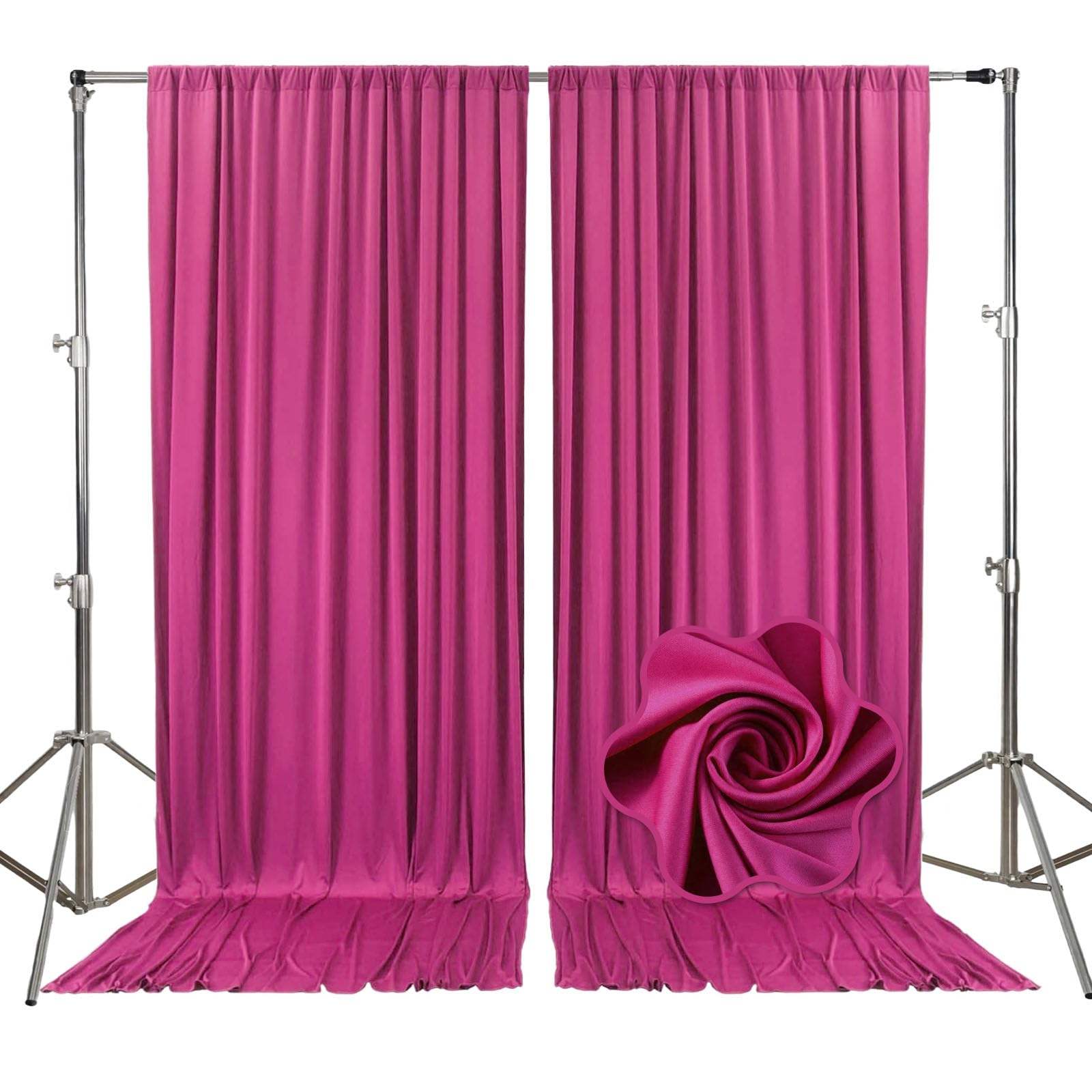 2 Panels Fuchsia Backdrop Curtain, 10 x 10 Feet Background Curtains for Parties, Weddings, Baby Showers, Bachelorette Halloween, Christmas Birthday