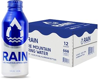 RAIN, Spring Water, 16 Oz, 12 Pack, Bottled At The Source, Recyclable Eco Friendly Aluminum