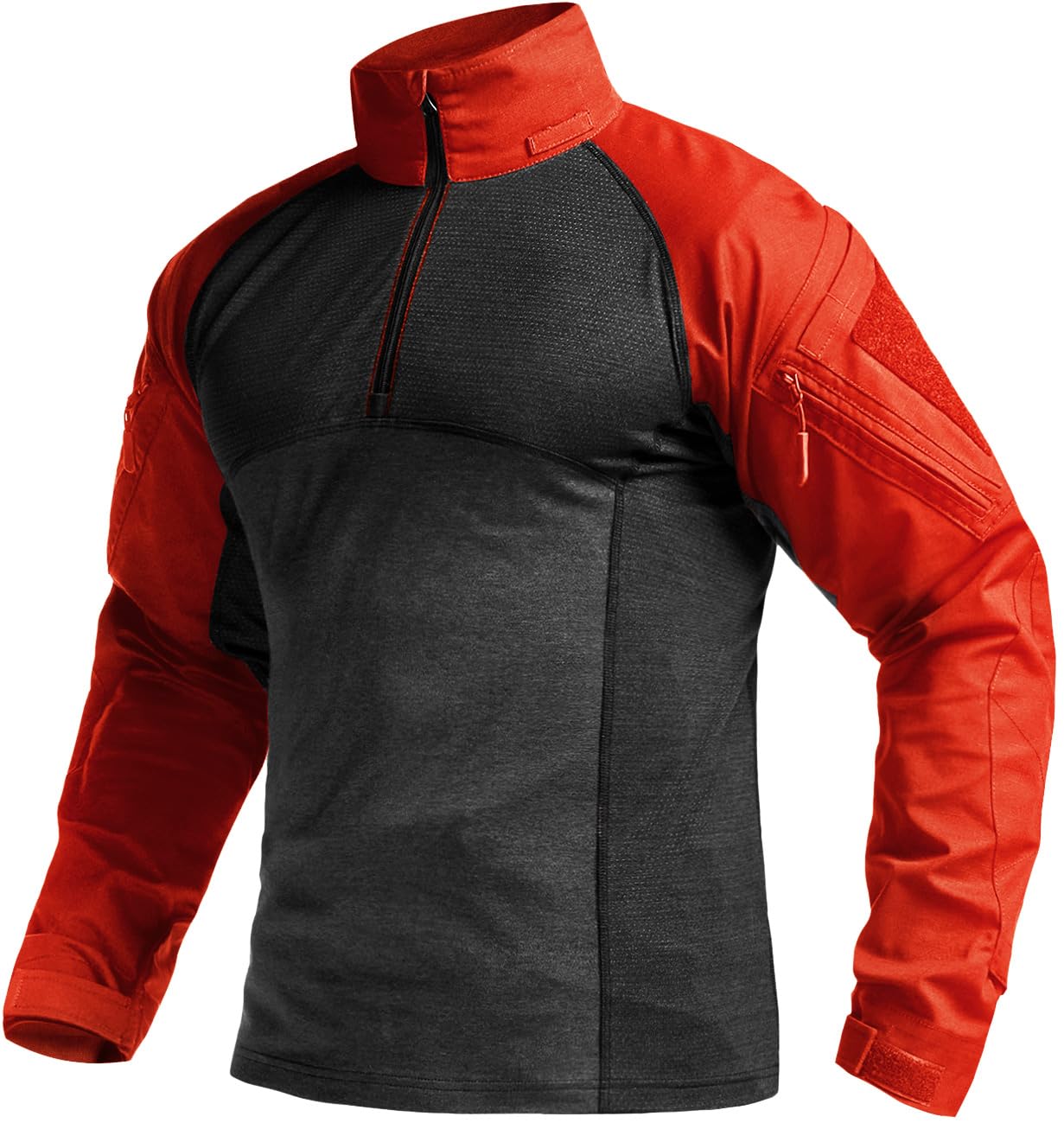 CQR Men's Tactical Combat Shirt, 1/4 Zip Long Sleeve Breathable Military BDU Training Top for Shooting, Hunting, Range Use