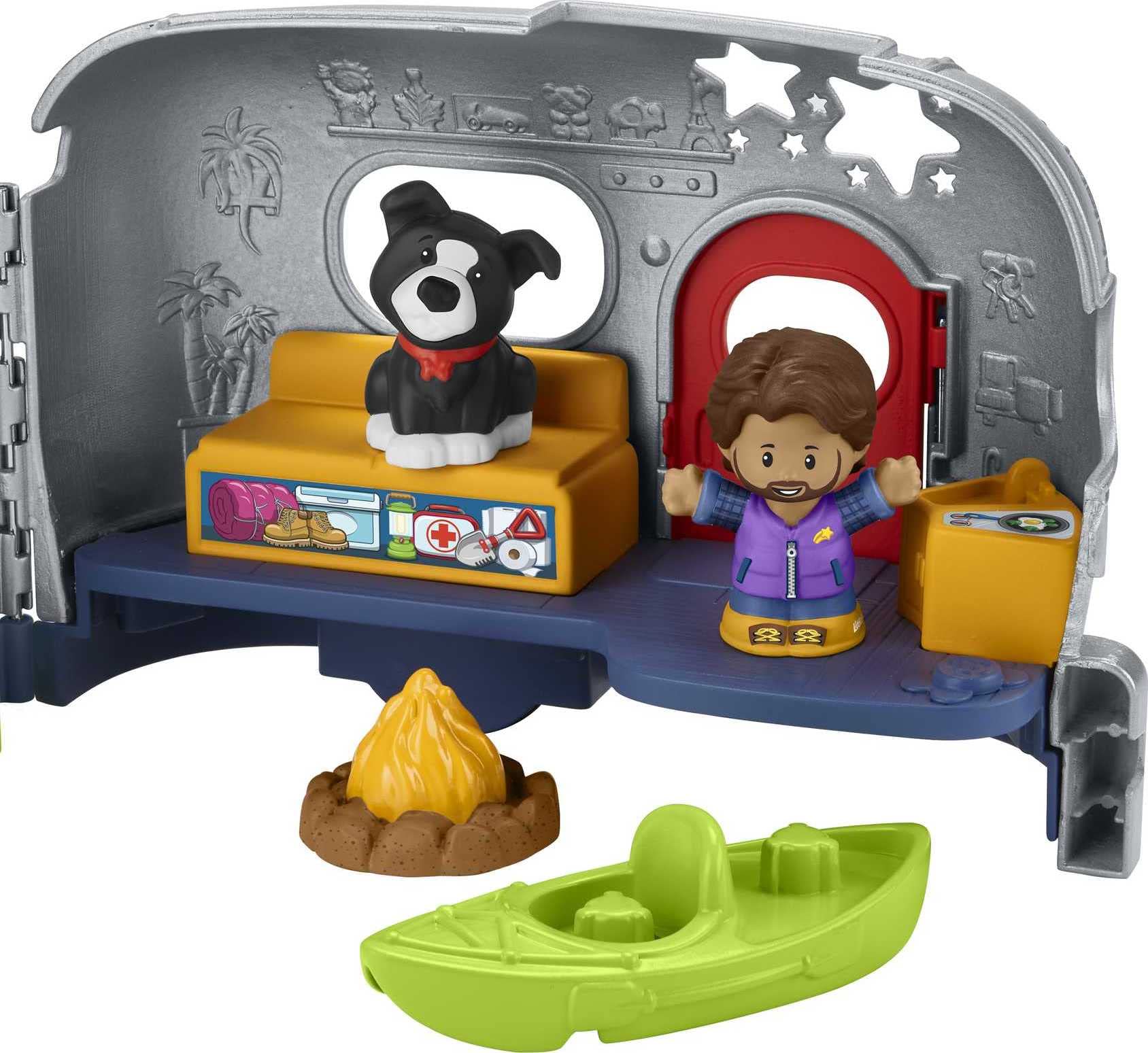 Fisher-Price Little People Light-Up Learning Camper, 2-in-1 Vehicle and Interactive playset with Lights, Music and Educational Songs for Ages 1 to 5