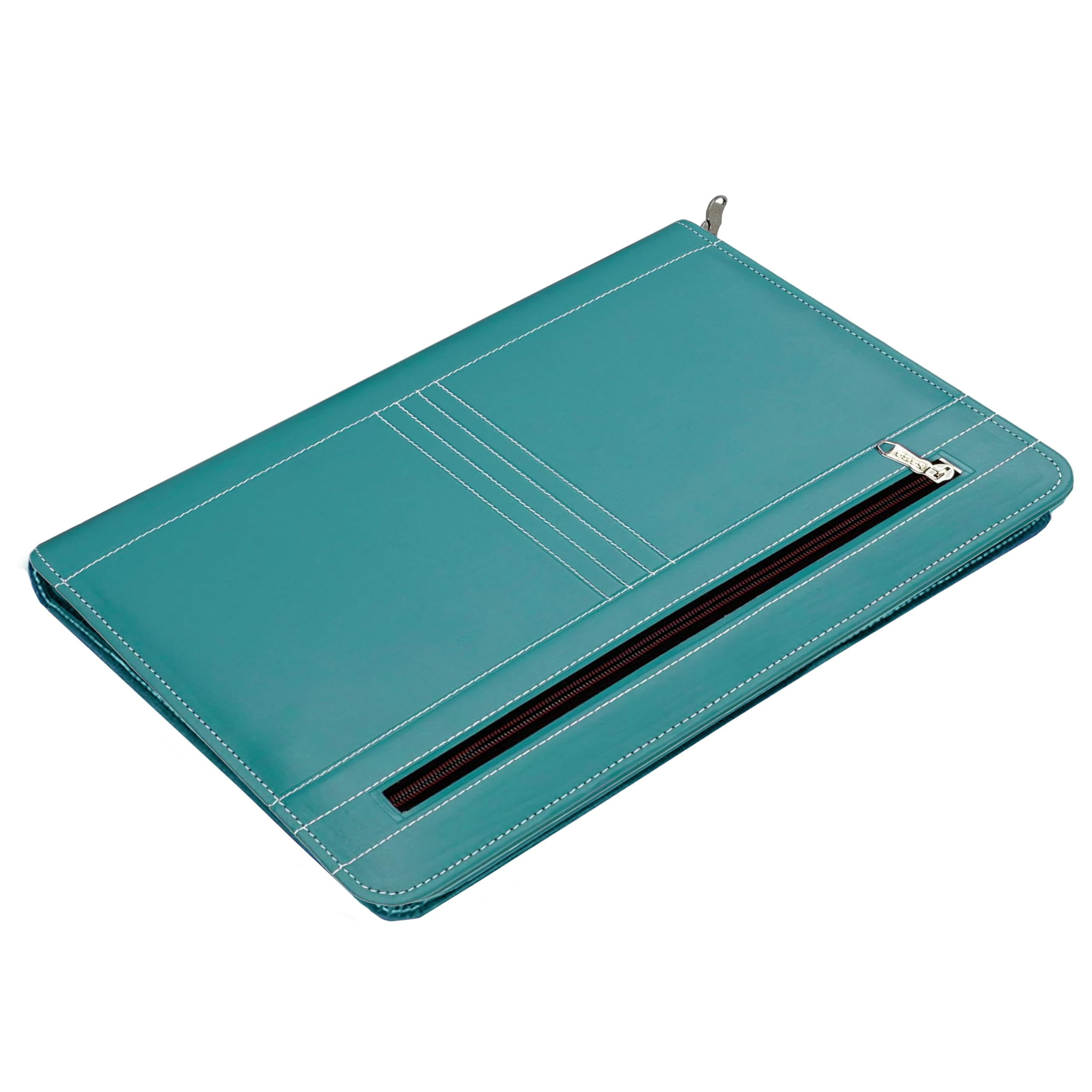 NISUN PU Leather 4 Ring Professional File Folder for Documents Certificates, Conference Folder, File with 20 Leafs (Green)