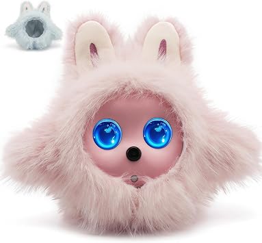 AI Smart Robotic Pet, Cute Emotional Companion Robot with Multimodal Interaction, Replaceable Fluffy Cover, Voice Conversation, Touch Sensing, LCD Screen, Suitable for Home & Office