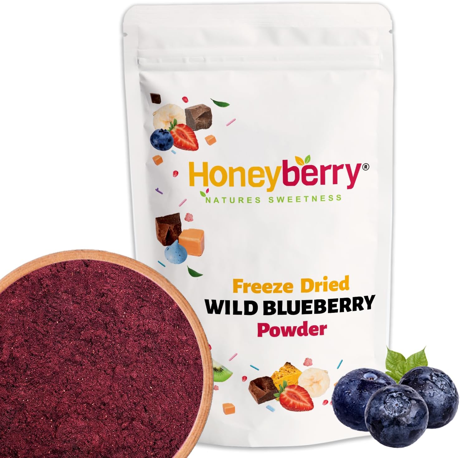 Freeze Dried Wild Blueberry Powder 100g - 100% Natural and Pure Ground Blueberries - Superfood Fruit Powder for Baking, Yoghurt, Smoothie, Cocktails - Dehydrated Freeze Dried Fruit Powder