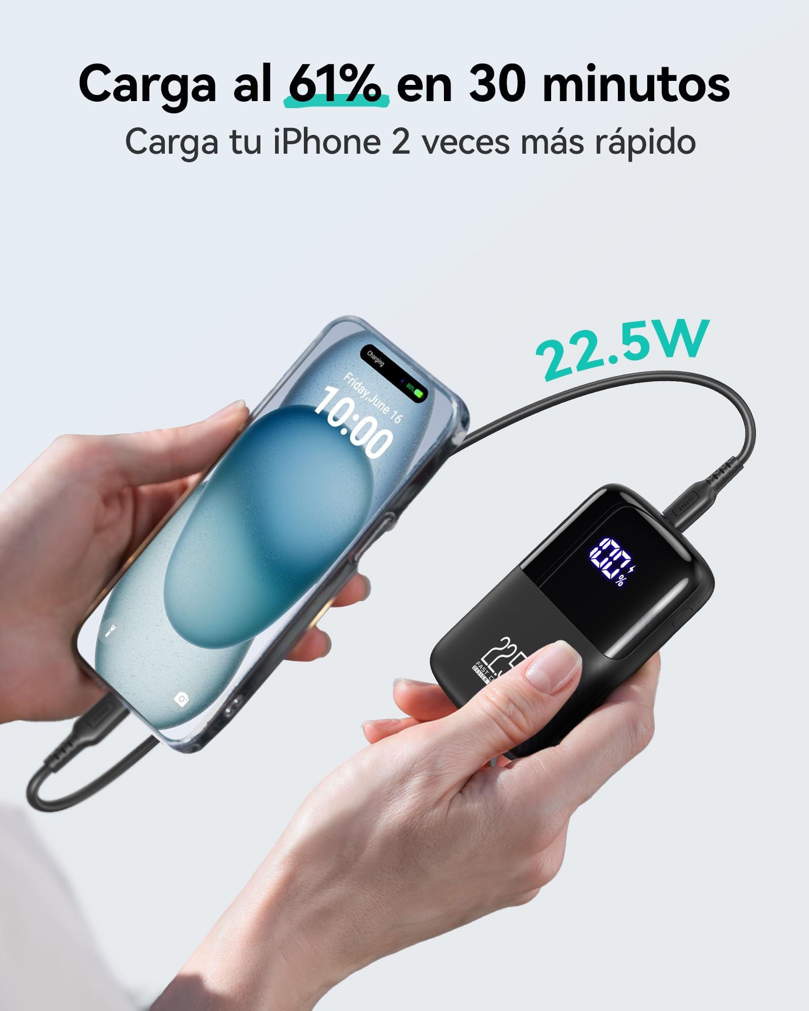 INIU Power Bank, Mini 10000mAh 22.5W Bateria Externa Carga Rapida, USB C PD3.0 QC4.0 Cargador Portatil, Powerbank con Soporte para iPhone 17 16 15 14 13 12 Pro Samsung S22 S21 Xiaomi Huawei iPad