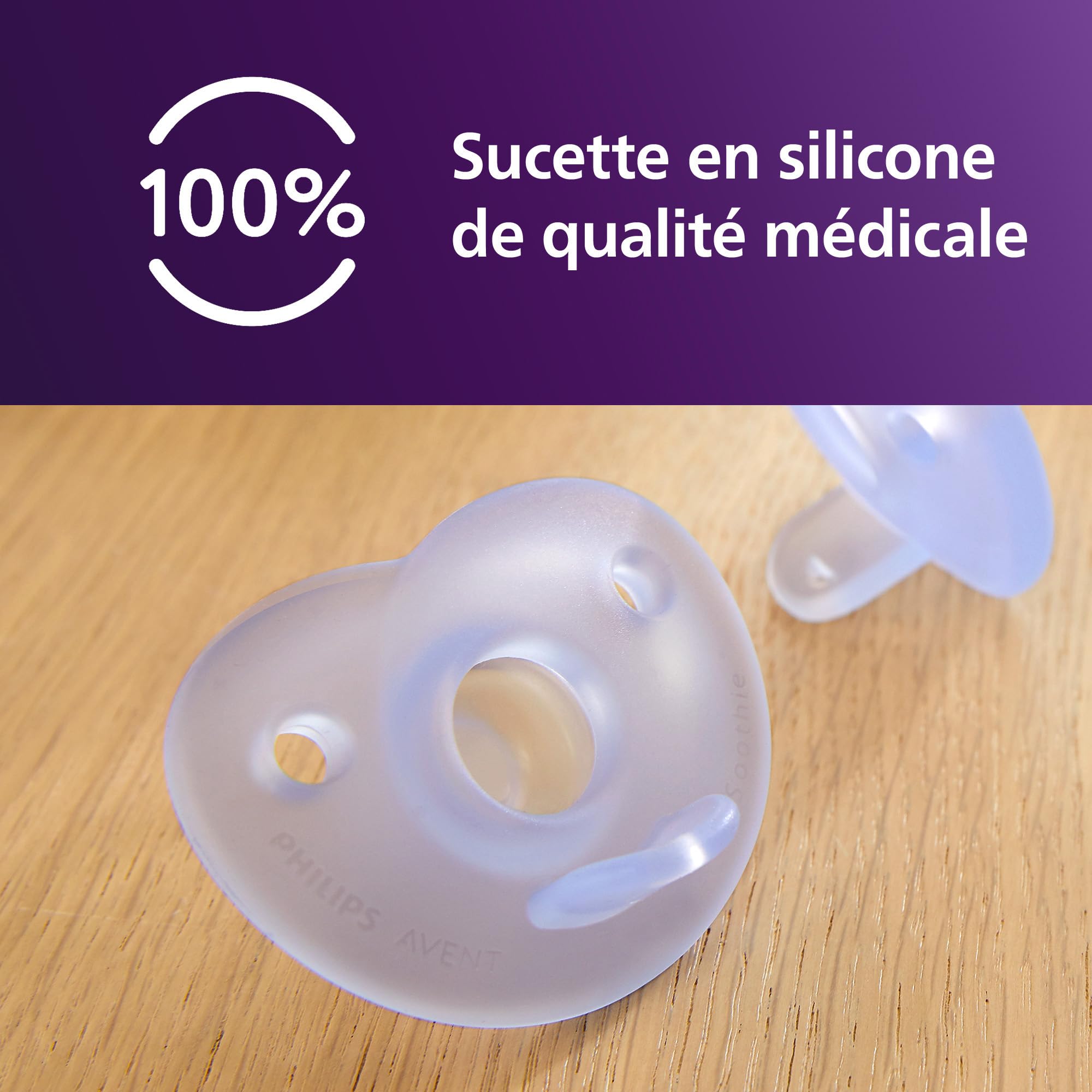 Philips Avent sucettes Soothie - Tétine orthodontique pour nouveau-nés âgés de 0 à 6 mois, conception monobloc, téterelle souple en silicone pour réduire la pression, sans BPA, lot de 2, SCF099/26