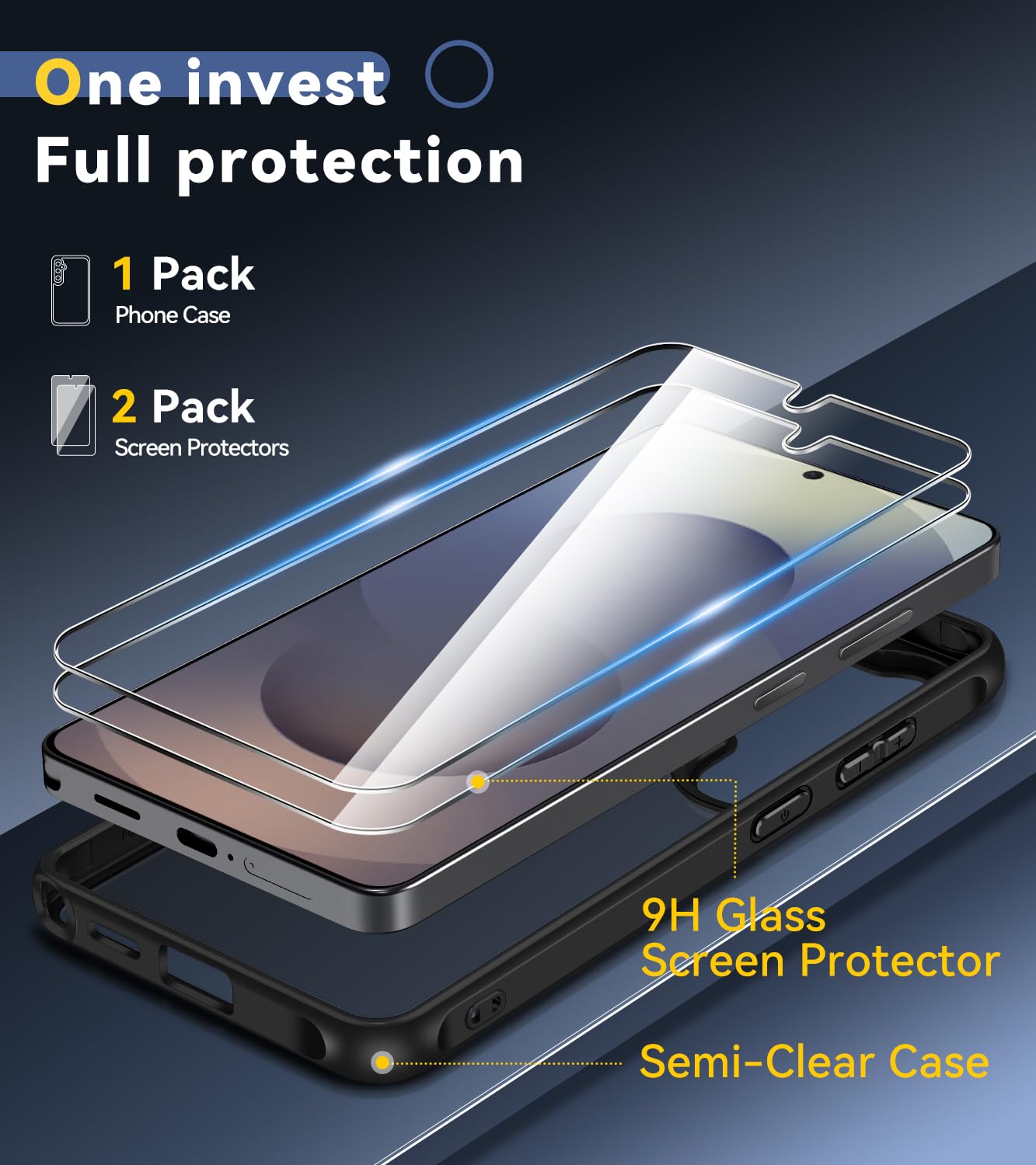 ivoler Matowe etui do Samsung Galaxy S26 Ultra 5G z 2 sztukami ze szkła hartowanego, [ochrona wojskowa] Etui ochronne odporne na wstrząsy z tyłu Półprzezroczysty Odporny na odciski palców, czarny
