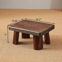Vista 2 de Taburete de madera, taburete rectangular para mesita de noche, escalera para cocina y baño, taburete reposapiés debajo del escritorio, súper