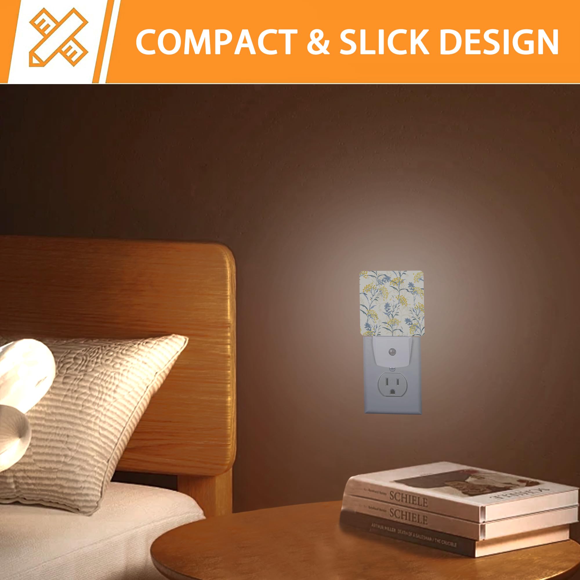 Vintage Flower Beige Night Light Night Lights Plug into Wall with Dusk to Dawn Sensor Lamp for Bedroom — view 6