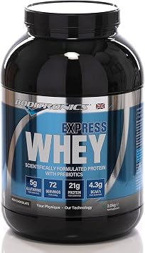 Boditronics Express Whey Protein Powder Muscle Building Powder with Dietary Fibre, BCAA, and High Levels of L-Glutamine Prebiotic Mass Gainer Whey Protein Isolate Protein Shakes