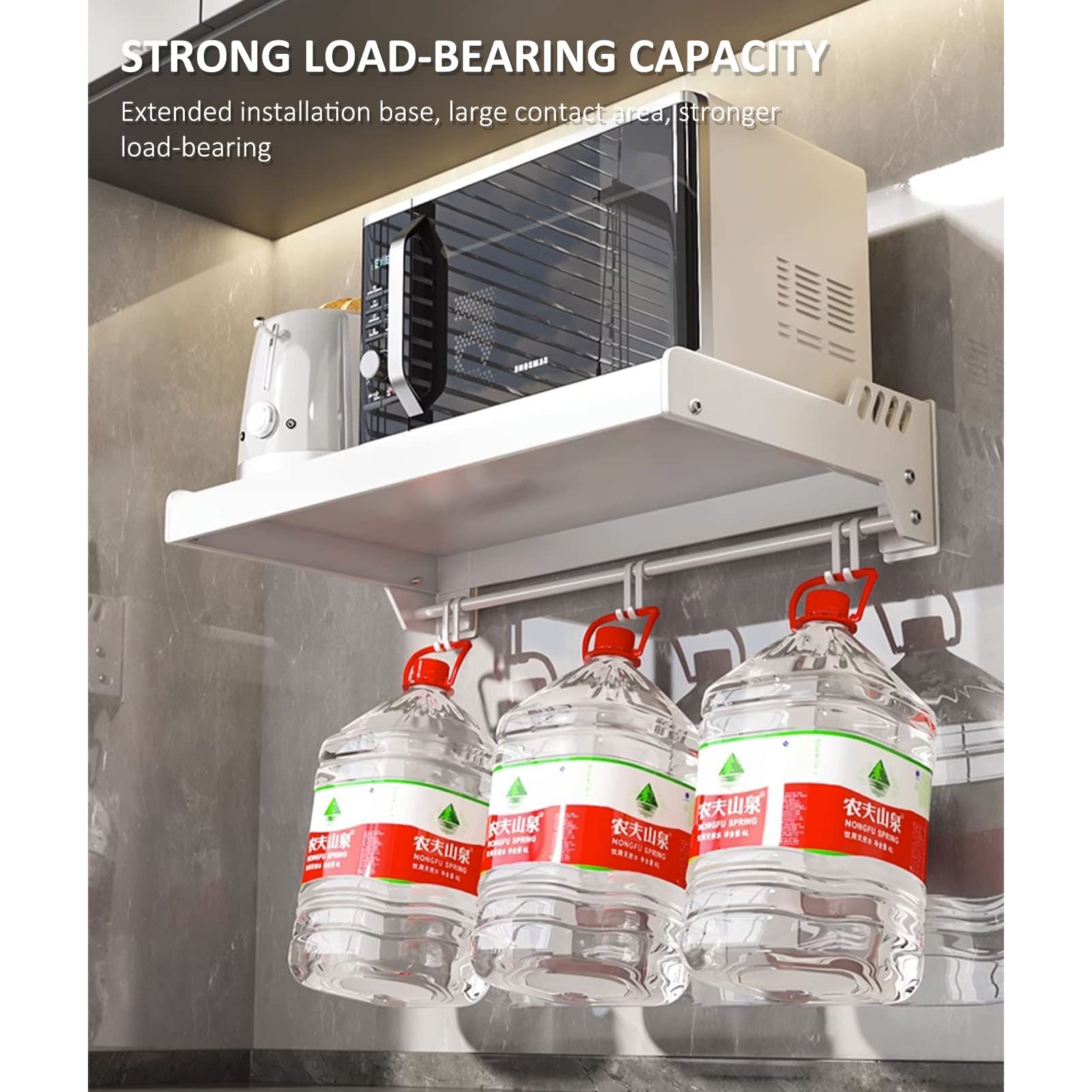 Estante para horno microondas montado en la pared, estante que ahorra espacio para horno eléctrico y microondas | Solución de almacenamiento conveniente