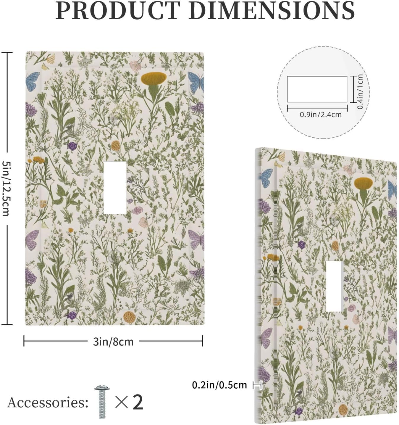Floral Vintage Garden Plants Herbs Flowers Botanical Single Toggle Light Switch Covers Decorative Mustard Green 1 Gang Wall Plate Electrical Dimmer Switchplate Faceplate for Country Home Decor image 5
