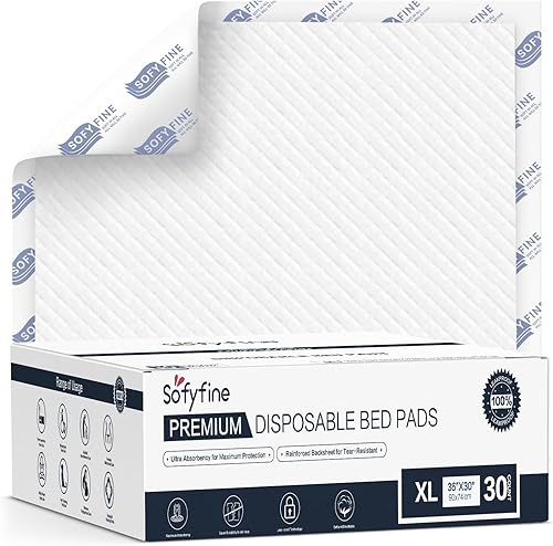 Miniatura 9 de Almohadillas de cama desechables extra grandes de 36 x 48 pulgadas (20 unidades) para adultos, almohadillas gruesas de alta calidad resistentes al
