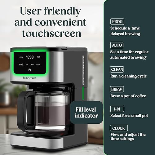 Miniatura 3 de Cafetera de goteo programable de lujo de 14 tazas con jarra de vidrio Cafetera de gran capacidad para 14 tazas con apagado automático y