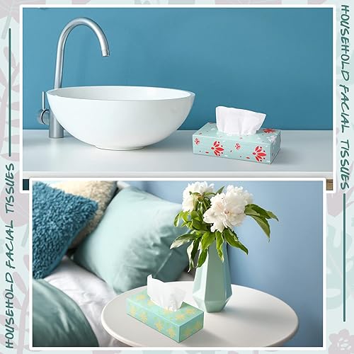 Miniatura 7 de 12 paquetes de 1560 hojas de pañuelos faciales suaves, pañuelos faciales de cuatro patrones, 2 capas, 130 hojas cada caja, pañuelos faciales para el