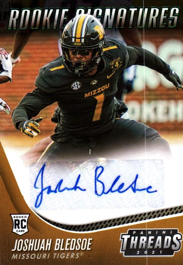 Joshua Bledsoe Rookie Signatures Autographed Rookie Card Collectible Football Card - 2021 Panini Threads Rookie Signatures Football Card #TS-JBL (Missouri Tigers) Free Shipping