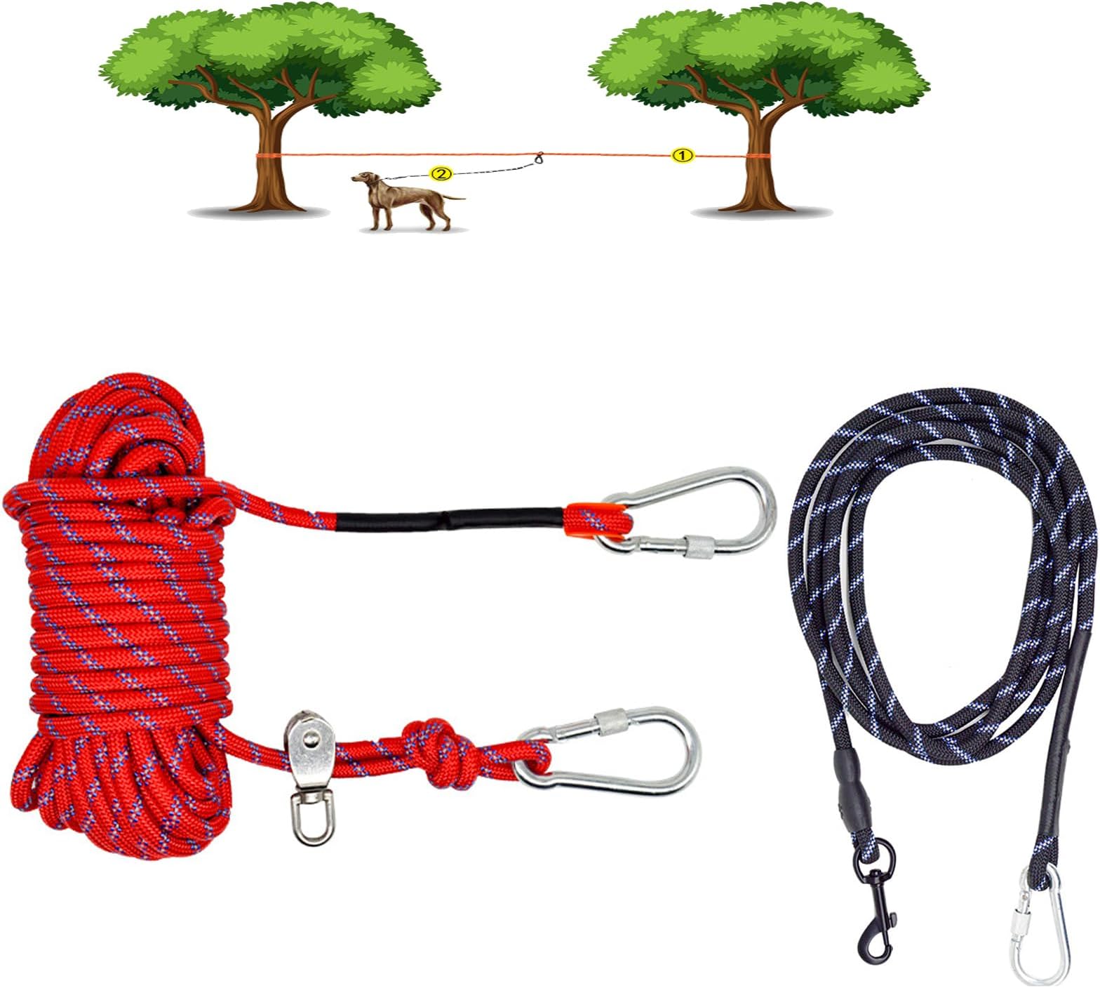 TUAHOO Dog Tie Out Cable for Camping,50FT Portable