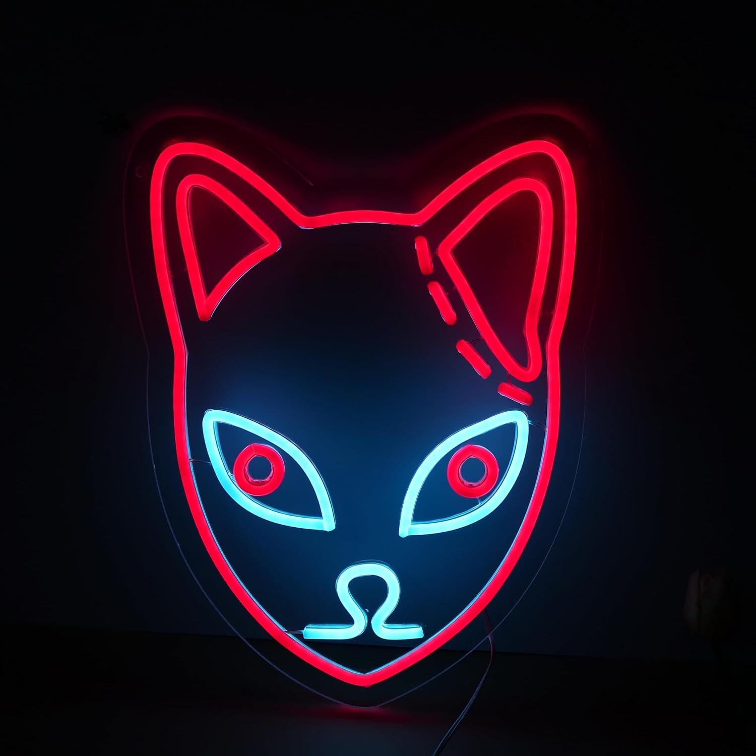 Demon Fox Face Neon Sign for Wall Decor，Dimmable Japanese Fox Neon Lights for Anime Light for Bedroom Game Room Relieve Stress Mood Sign, Birthday Gifts for Boys Girls Kids Teens12.2 * 15.7Inch