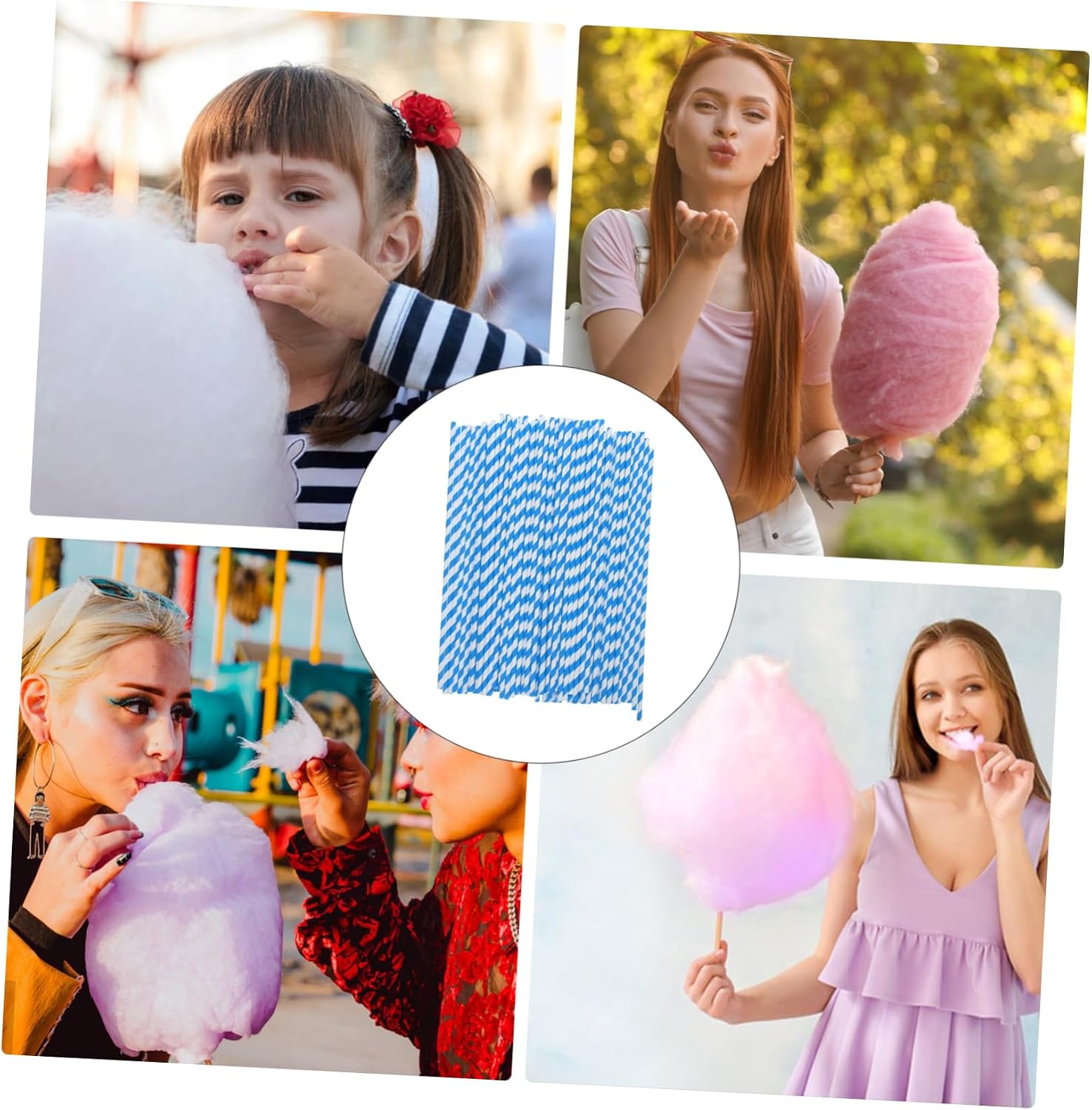Cotton Candy Machine Paper Sticks 100pcs Blue for Parties