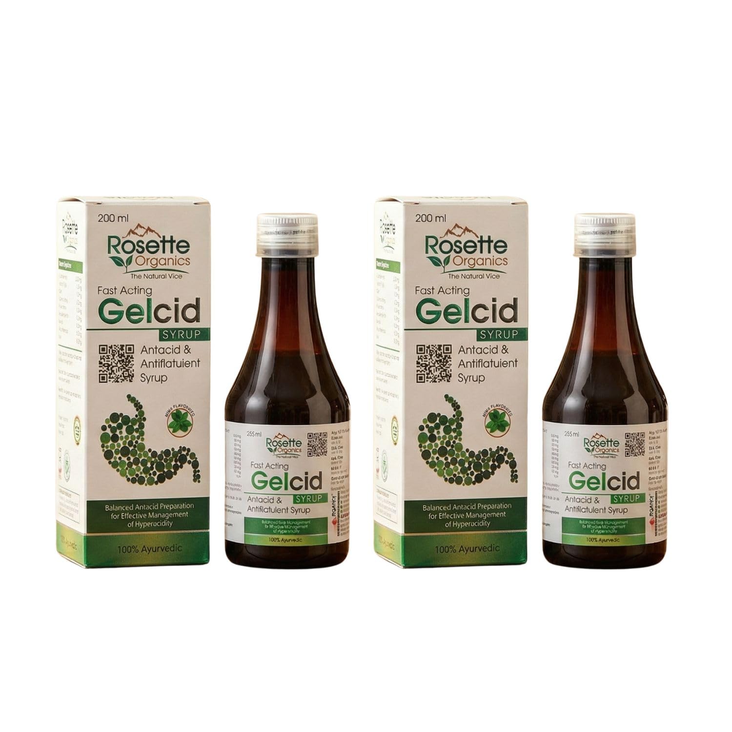 Rosette Organics Quick Relief Gelcid Antacid Syrup | Ayurvedic Digestive Formula | Soothes Acidity, Bloating, Gas & Constipation - Pack of 2, 200ml Each (2)-image-37