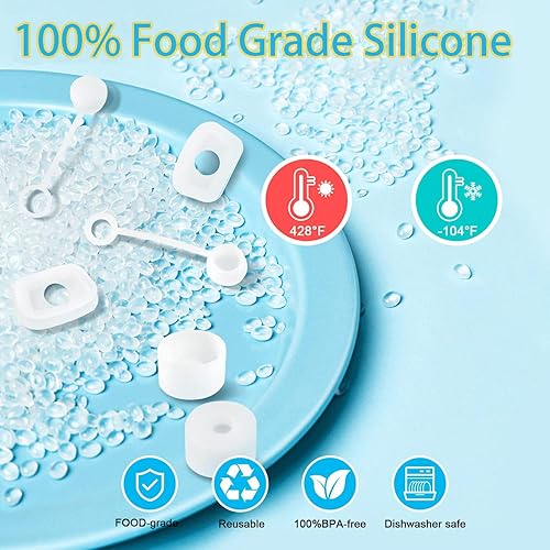 Miniatura 4 de YRCBEHFU 6 tapones de silicona a prueba de derrames para Stanley Cup 1.0 de 40 onzas30 onzas, incluye 2 tapones para pajilla, 2 tapones cuadrados