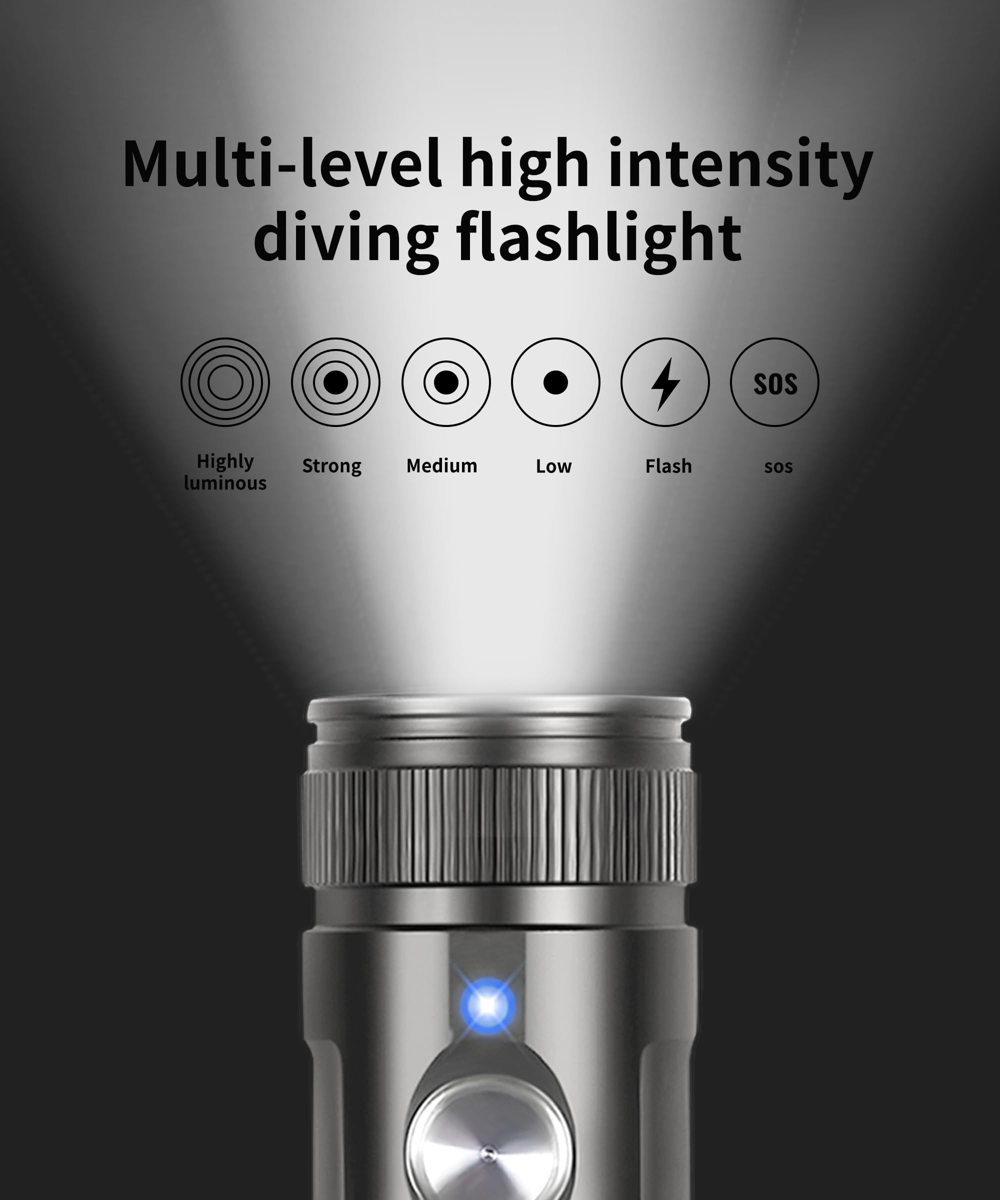 Torcia professionale da 2000 lumen per fotografia subacquea, 3 angoli di fascio regolabili (3°/24°/72°), impermeabile IP68, luce di riempimento foto macro, faretto per immersioni notturne