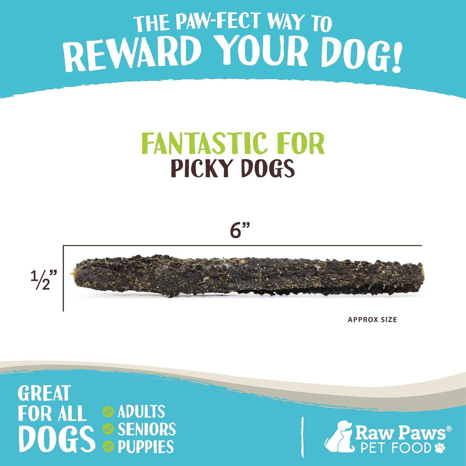 Raw Paws Green Goat Tripe Sticks for Dogs (25-Count) - Single Ingredient, Grass-Fed & Free Range - Crunchy Goat Dog Treats - Green Tripe for Dogs